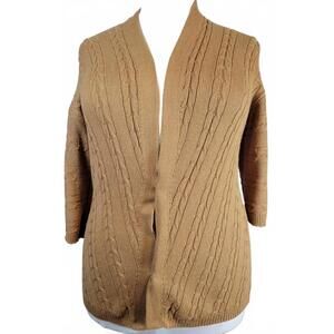 j. Jill Women's Tan Cable Knit Open Front Cardigan Size Medium